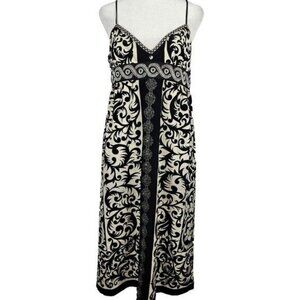Nicole‎ Miller US 4* Black Paisley Lined Silk Strappy Midi Business Casual Dress